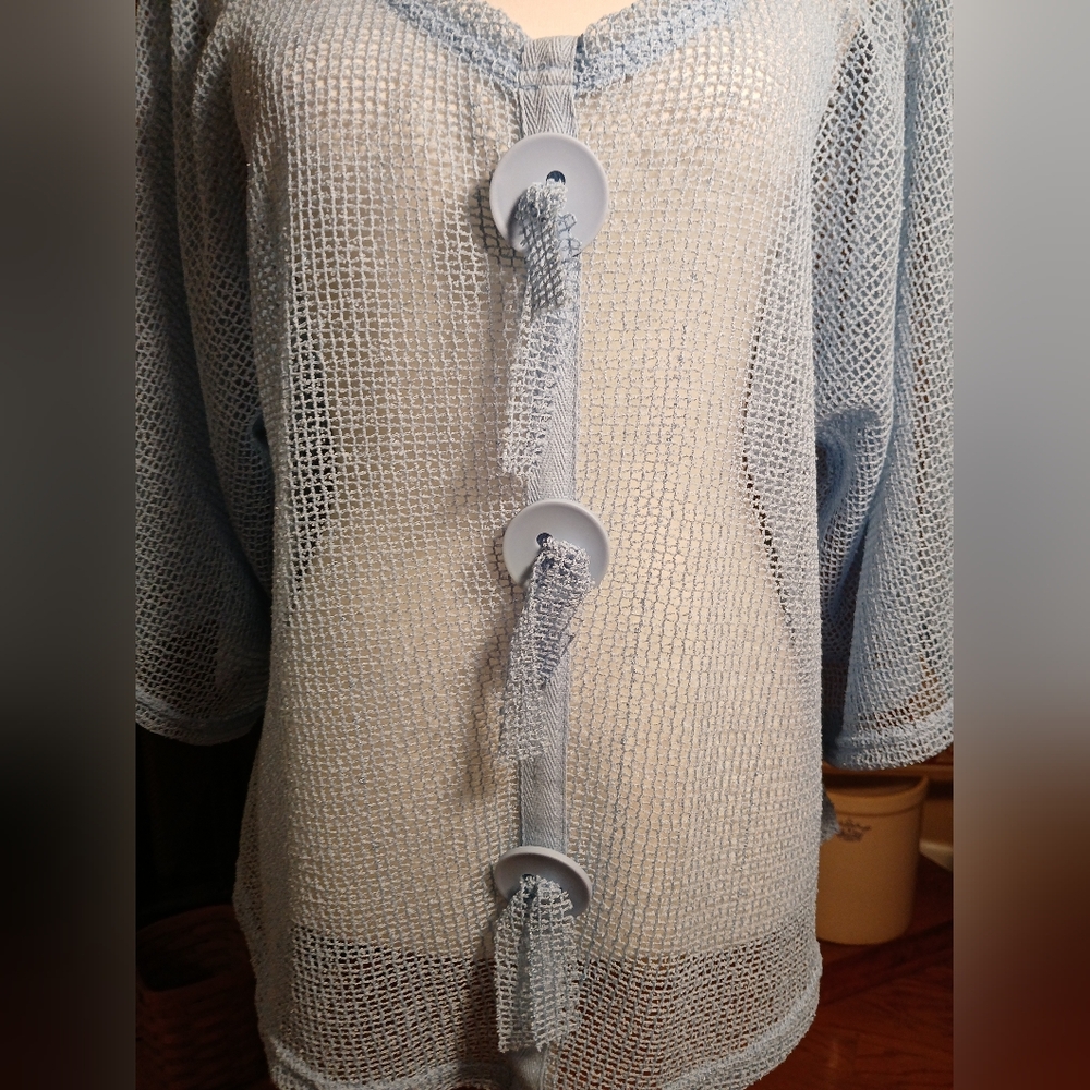 Simply Noelle Mesh Jacket In Periwinkle Blue With Buttons - Picture 2 of 6